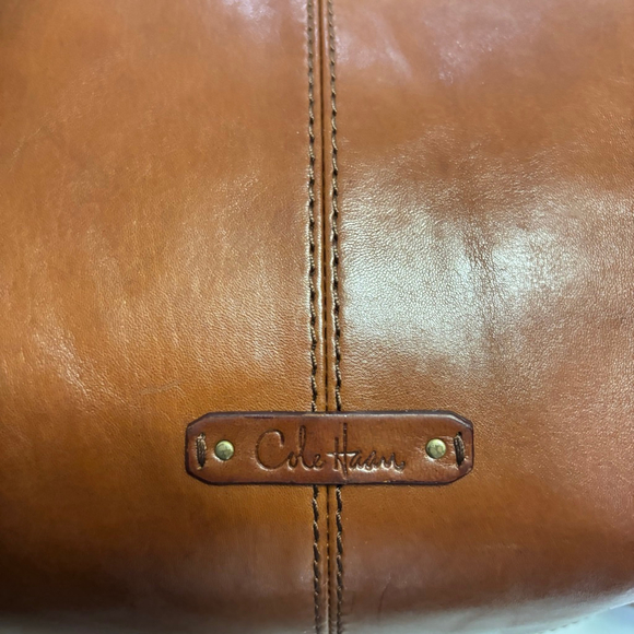 Cole Haan Village Leather Hobo Shoulder Bag Large Purse Brown Woven Strap - Picture 9 of 16